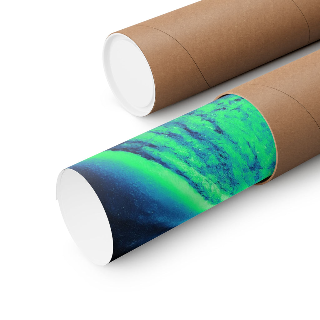 Vaporwave Green and Blue Spiral Galaxy Matte Poster Print