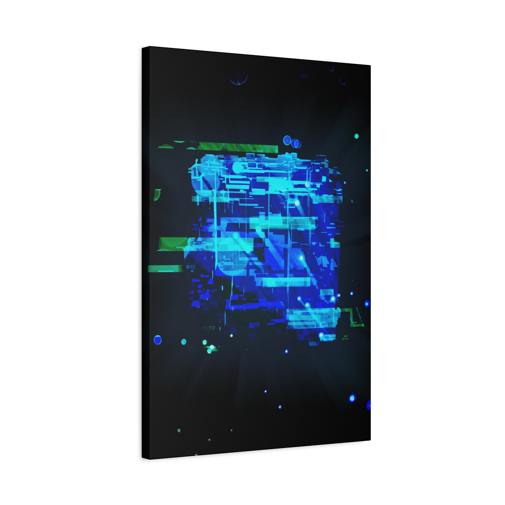 The Data Cube Sci-Fi Cyberpunk Canvas Art | Abstract Tech Futuristic Digital Wall Decor