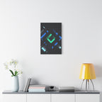 Abstract Techno Blue Canvas Wall Art - Digital Glitch Decor