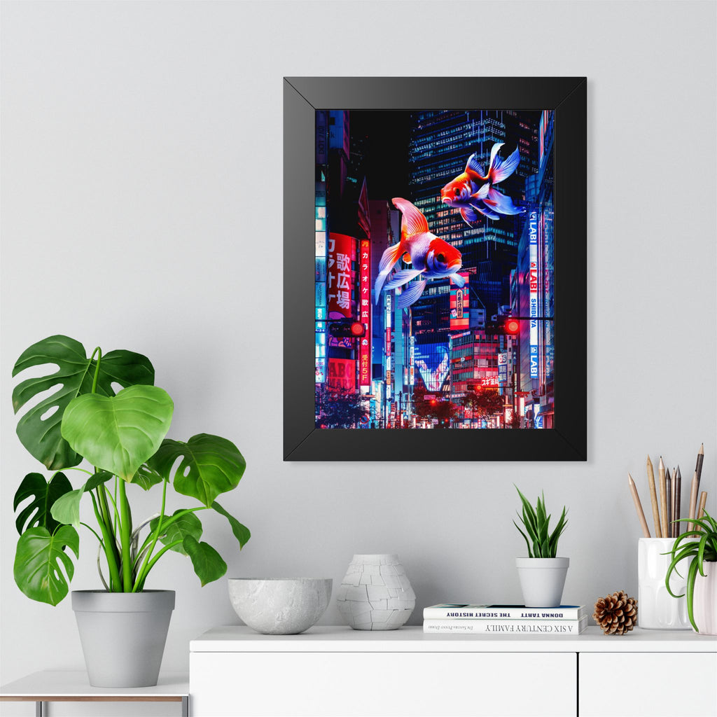 Japanese City Punk FX.2 Koi Attack Poster - Neon Urban Fantasy Art