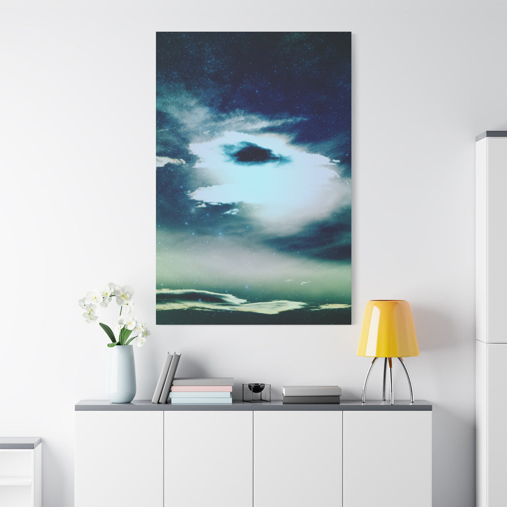 Sunset Space Mountains Canvas Art | Retro Vaporwave Galactic Landscape Wall Decor
