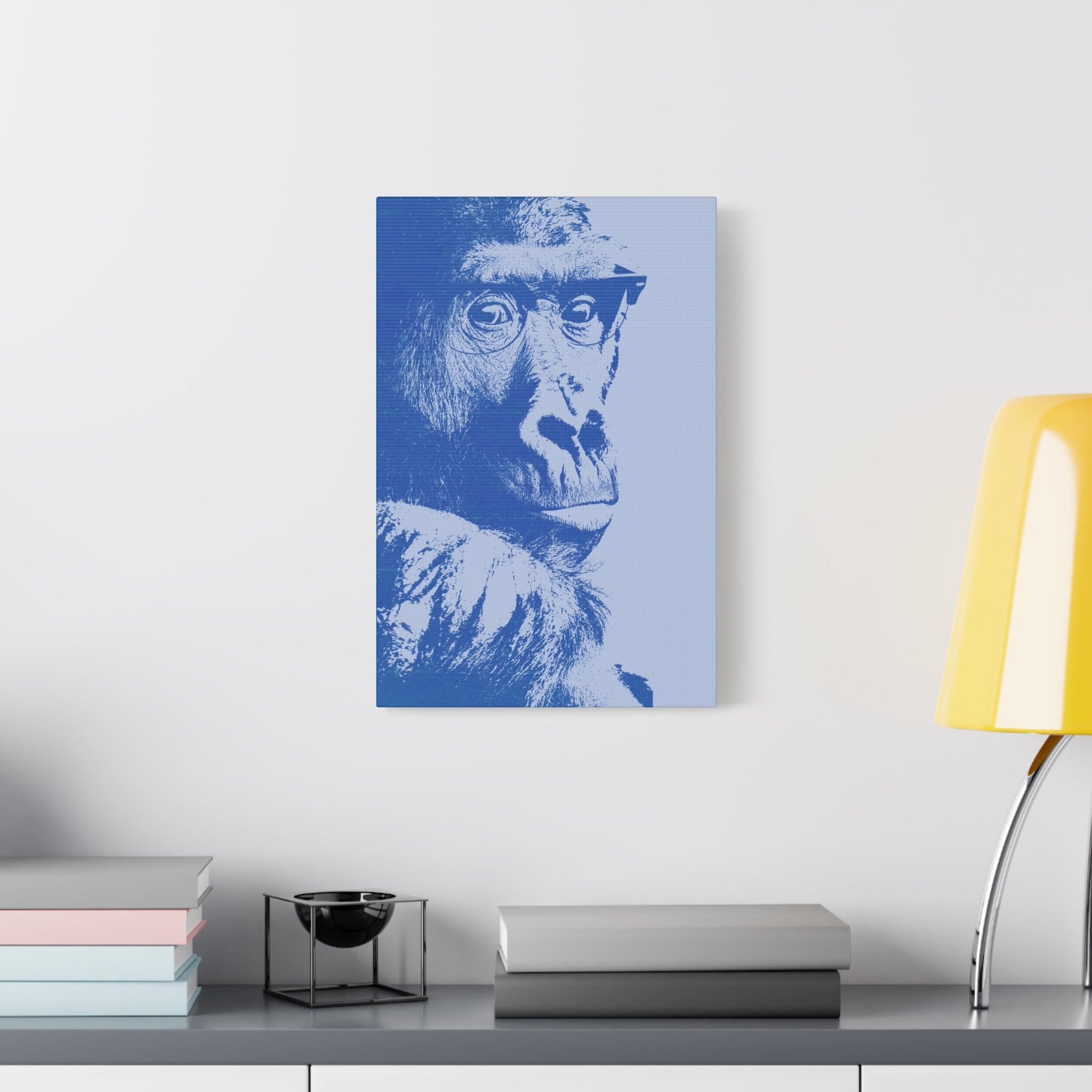 Educated Gorilla Canvas Wall Art - Abstract Modern Primate Decor