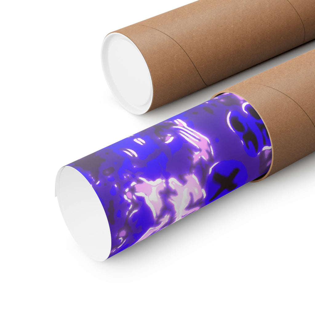 Vaporwaave Neon Skull Matte Poster Print