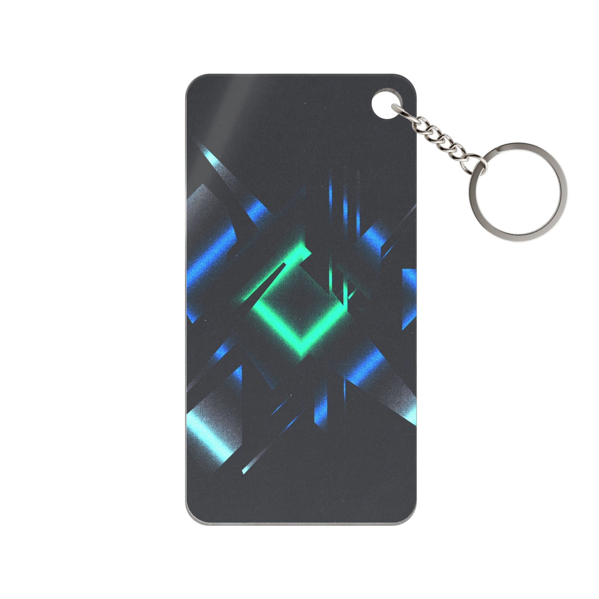 Abstract Techno Blue Keychain - Cyberpunk Acrylic Charm