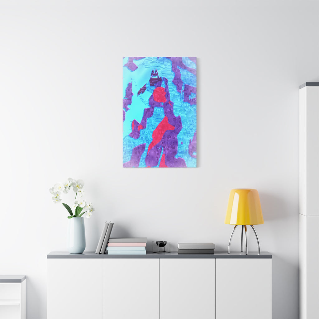Retro Ice Cave Canvas Wall Art - Cool-Toned Glitch Winter Decor