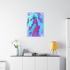 Retro Ice Cave Canvas Wall Art - Cool-Toned Glitch Winter Decor