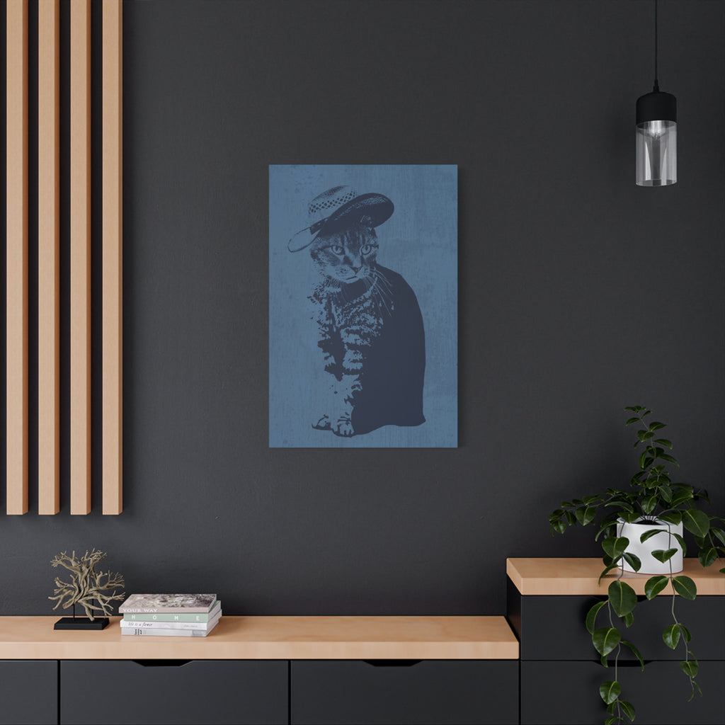 Grey Tabby Cat Canvas Wall Art - Cute Pet Portrait Decor