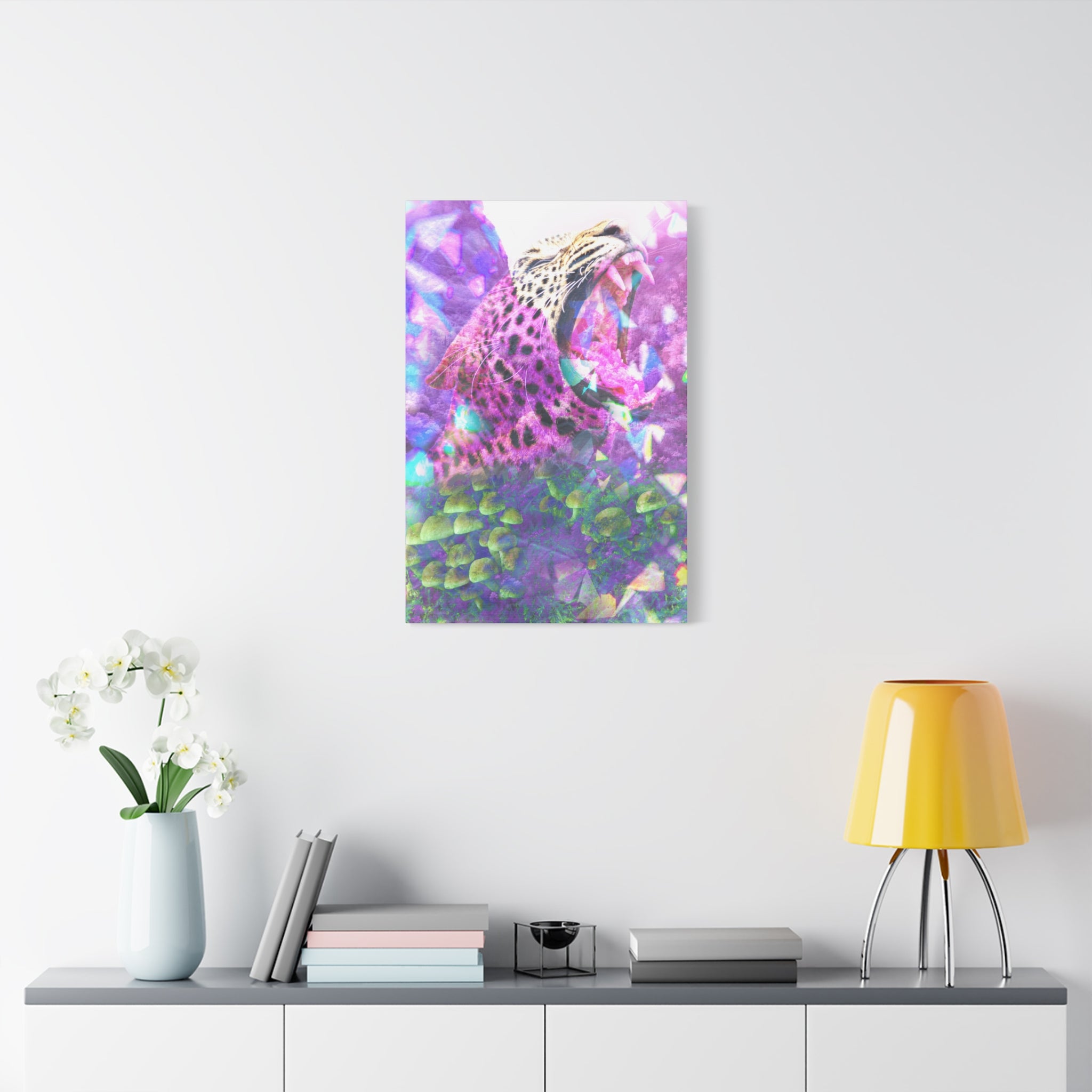 Vibrant Roaring Leopard Matte Canvas Wall Art