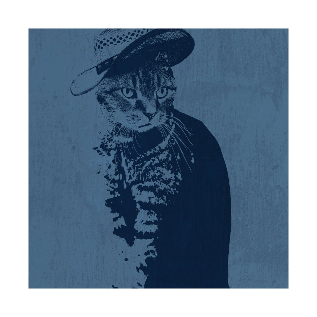 Grey Tabby in a Sunhat Poster - Cute Cat Art Print