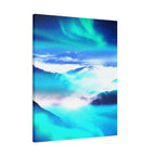Starry Mountain Sky Canvas Wall Art - Aurora Borealis Decor