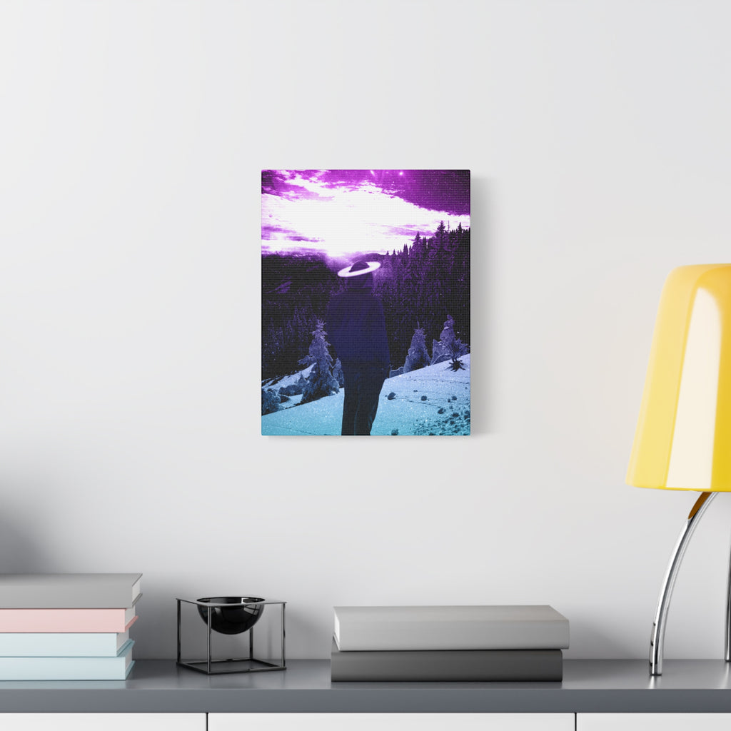 Winter Aurora Light Snowy Forest Canvas Art | Northern Lights Arctic Landscape Wall Decor