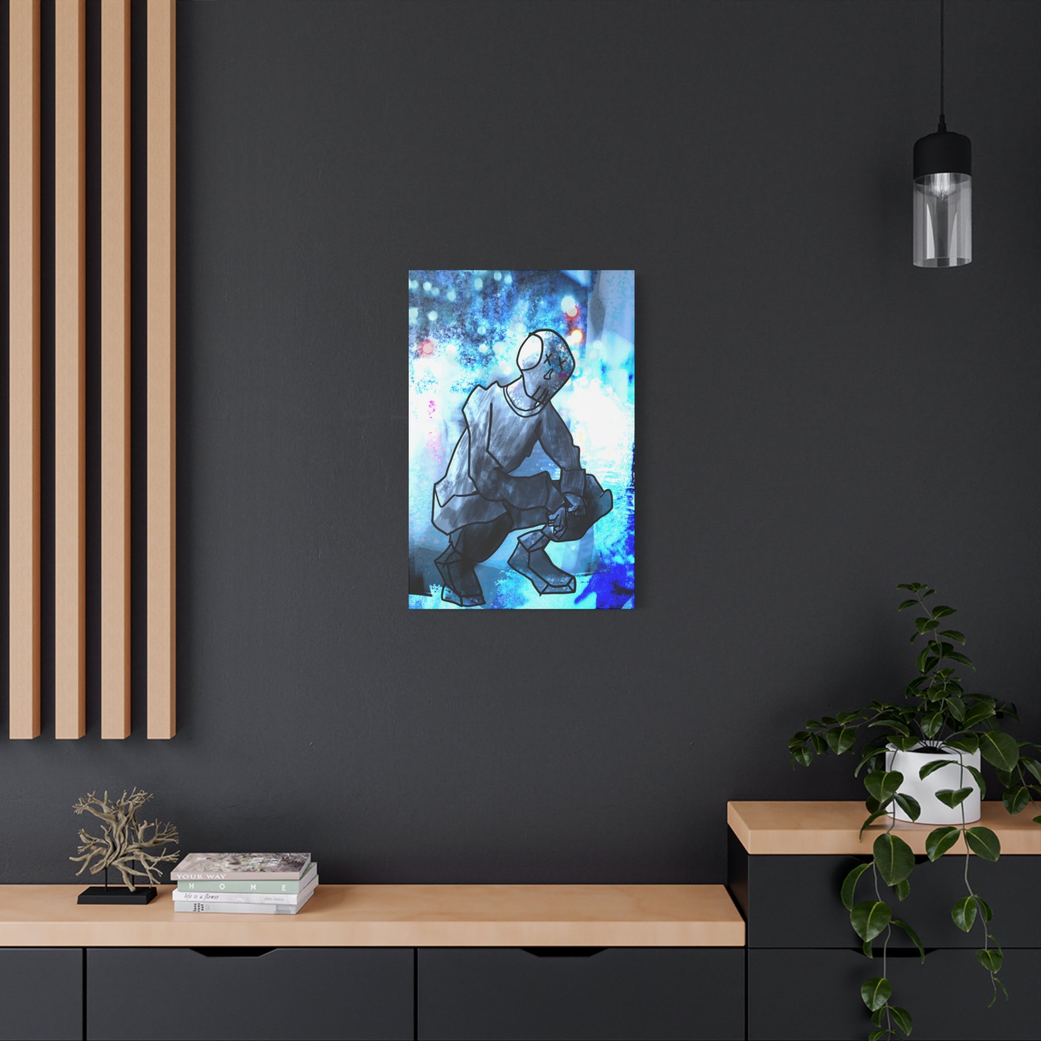 Robot Man Canvas Wall Art - Cyberpunk Android Dystopian Decor