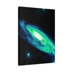 Vaporwave Green Blue Spiral Galaxy Canvas Art | Neon Retro Space Nebula Wall Decor
