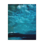 Serene Blue Sunrise Canvas Wall Art - Peaceful Misty Lake Decor