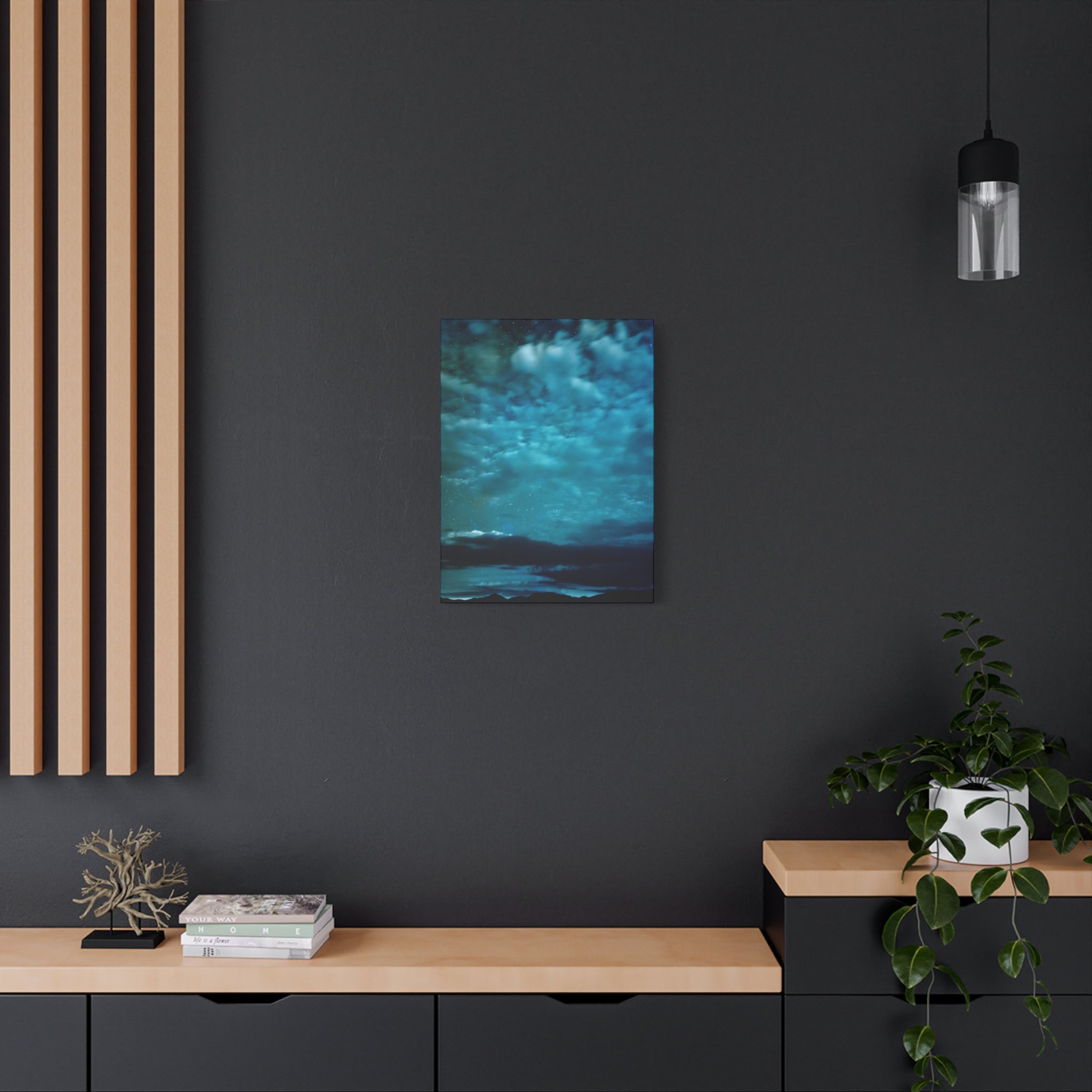 Serene Blue Sunrise Canvas Wall Art - Peaceful Misty Lake Decor