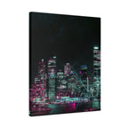 Cyberpunk Harbor Canvas Wall Art - Futuristic Sci-Fi City Decor