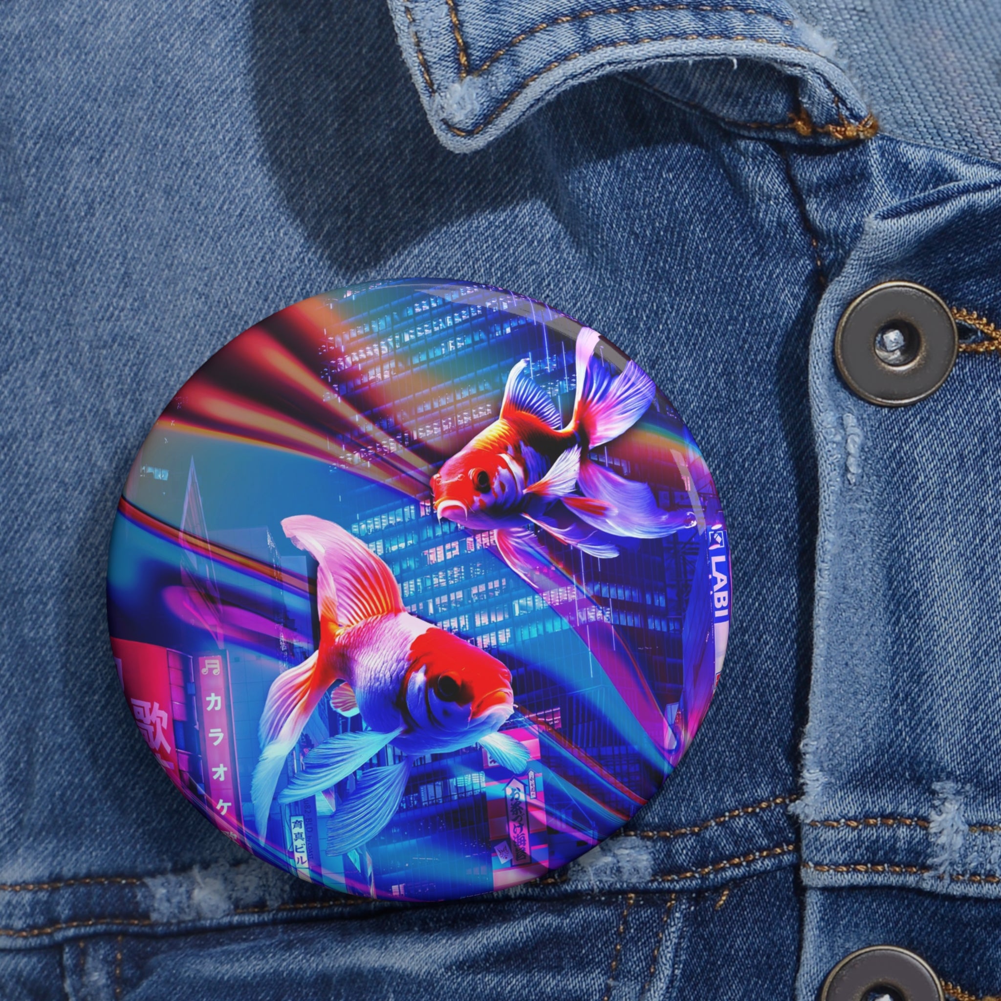 Japanese City Punk FX.2 Koi Attack Pin - Special Edition Art Button