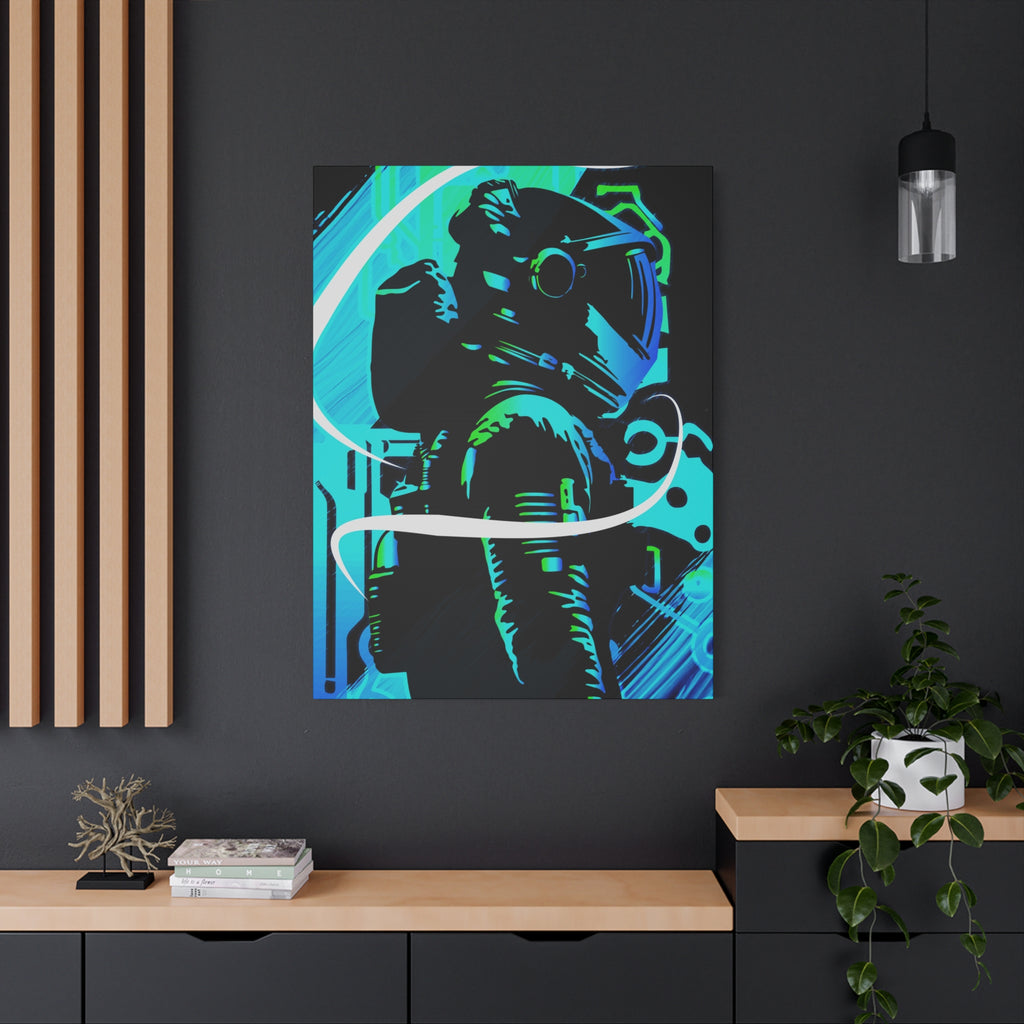 Grunge Paint Blast Canvas Wall Art - Abstract Graffiti Astronaut Decor
