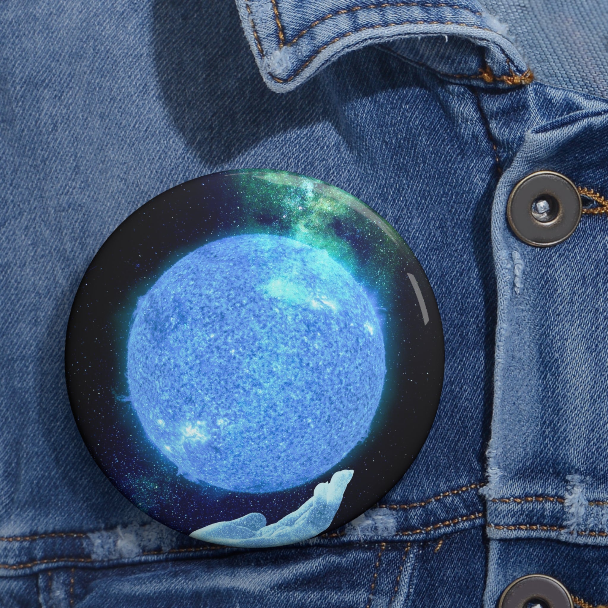 Solar Hand Pin - Abstract Spiritual Cosmic Art Button