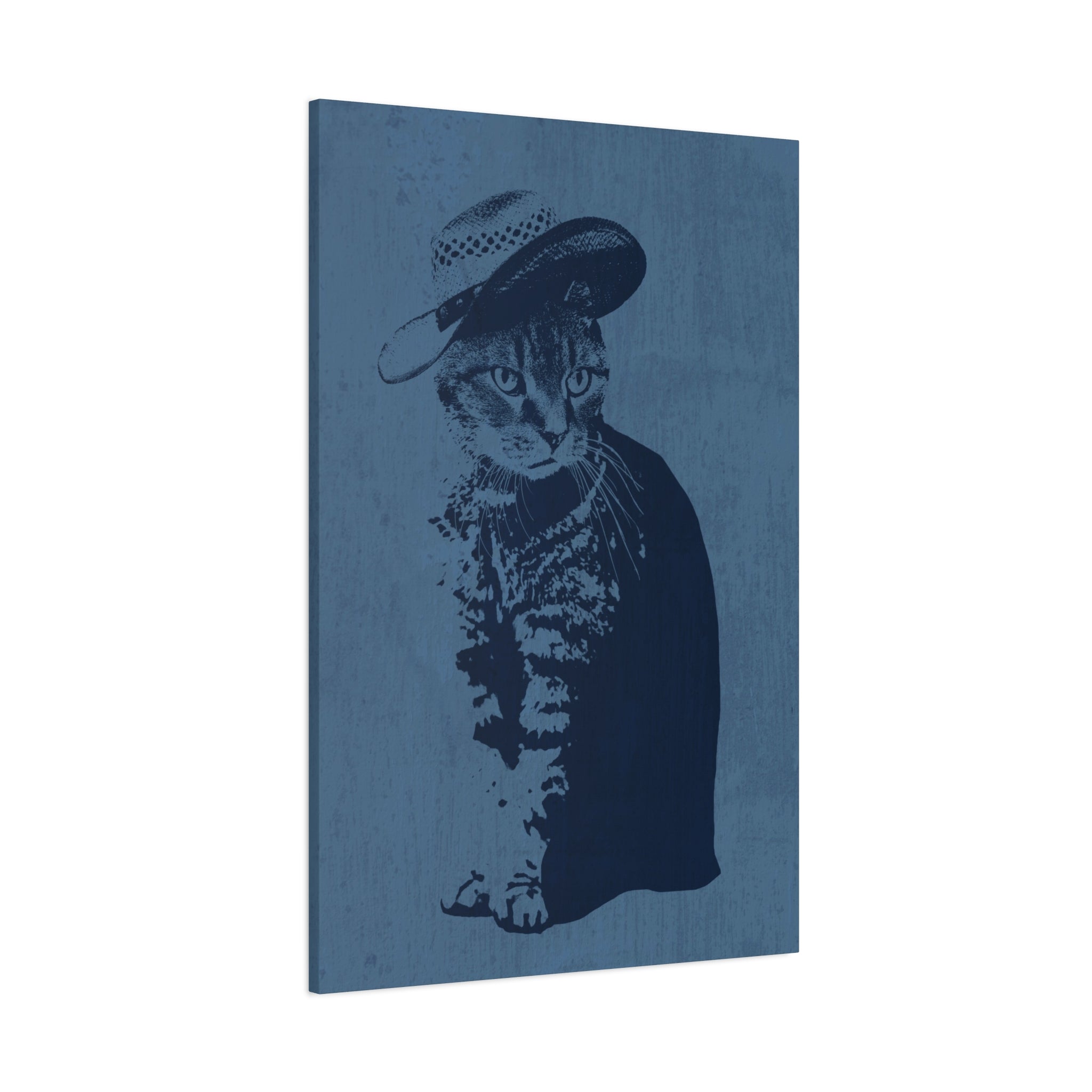 Grey Tabby Cat Canvas Wall Art - Cute Pet Portrait Decor