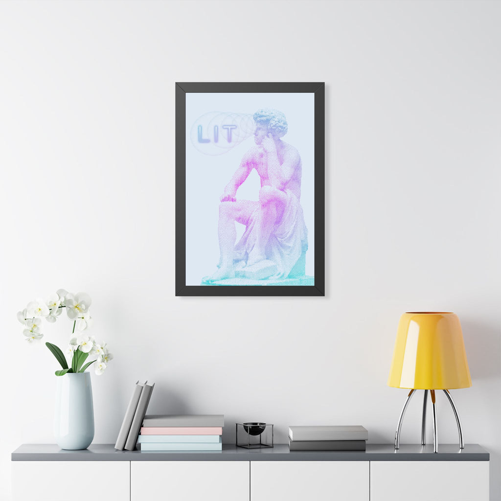 Lit Thinker Framed Poster - Psychedelic Abstract Portrait Wall Art