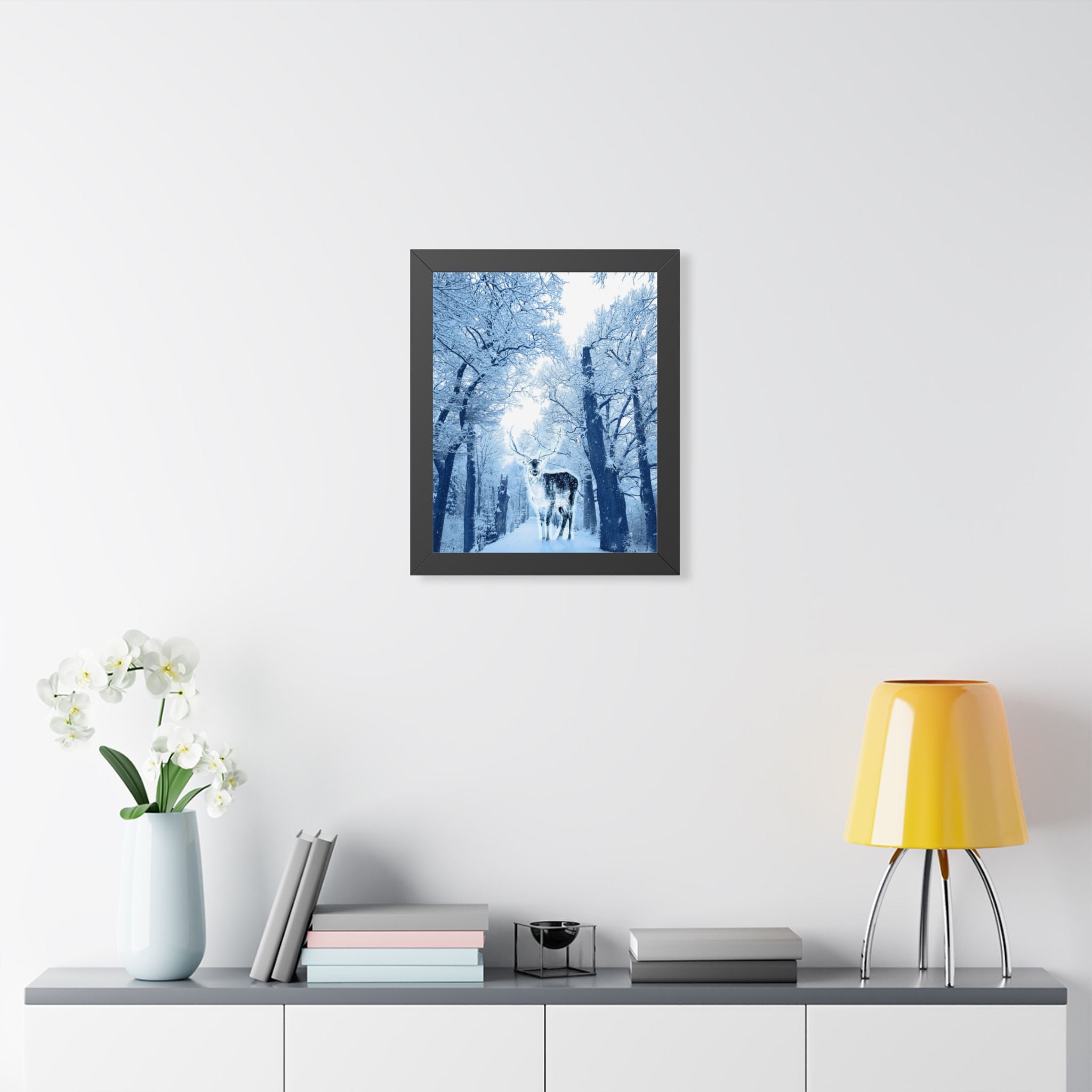 Cosmic Winter Deer Poster - Ethereal Snow Forest Art Print