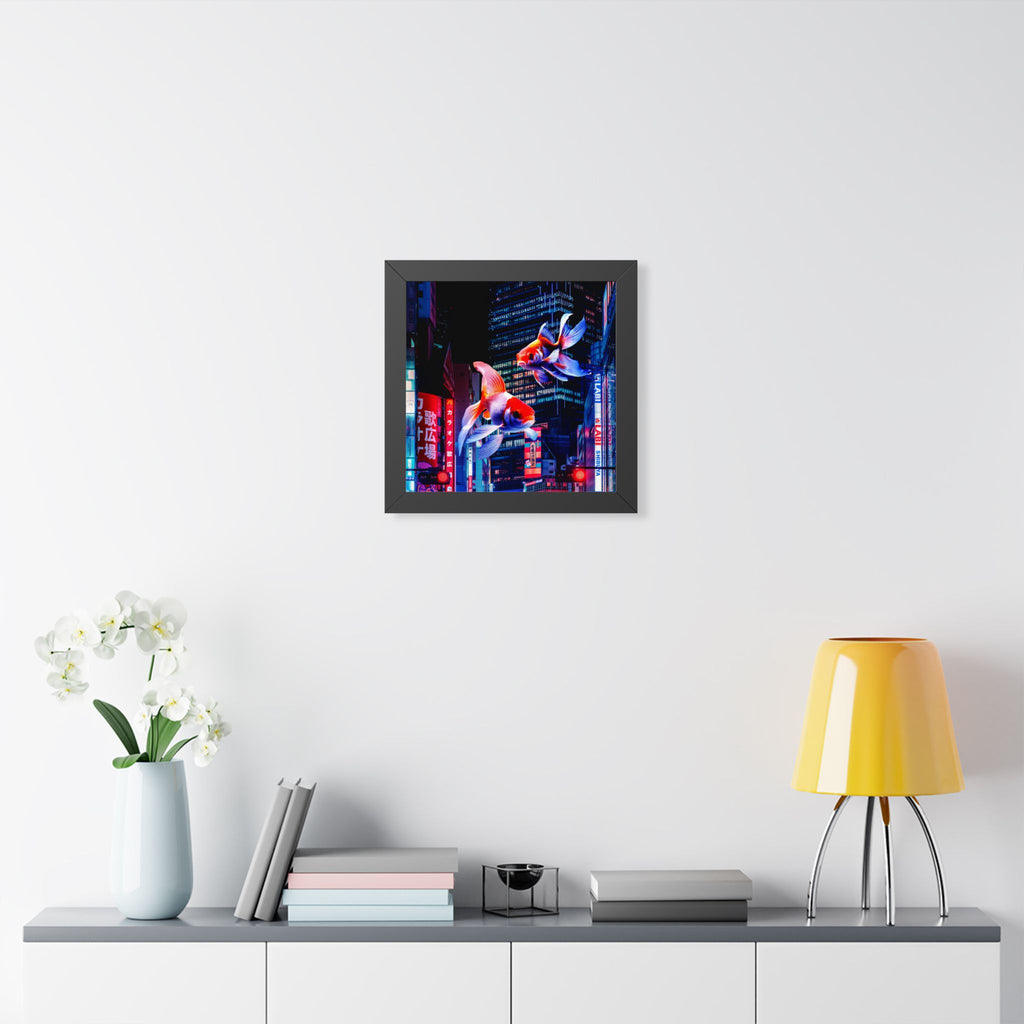 Japanese City Punk FX.2 Koi Attack Poster - Neon Urban Fantasy Art