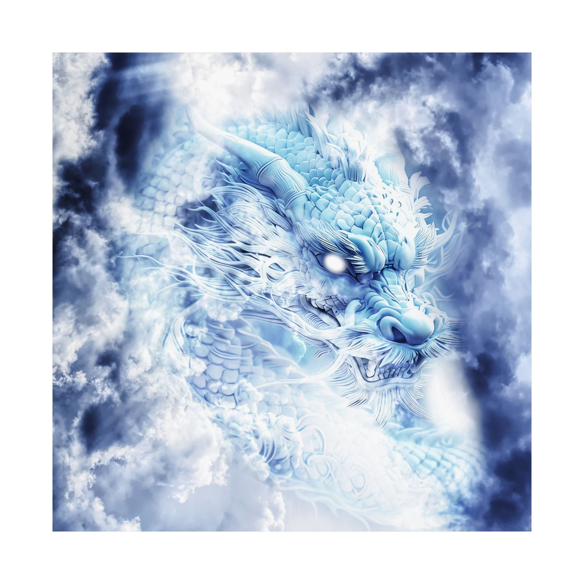 Blue Sky Dragon Poster - Celestial Cloud Dragon Art Print