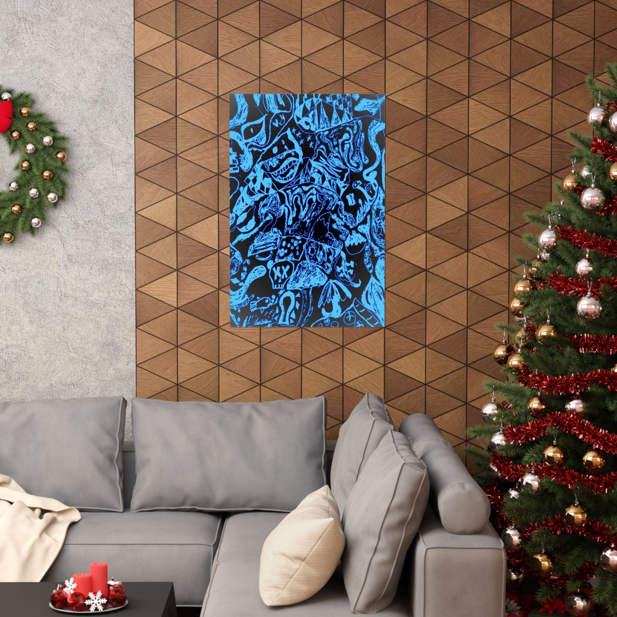 Doodles of a Lost Mind Poster - Cyan Sketchbook Doodle Art Print