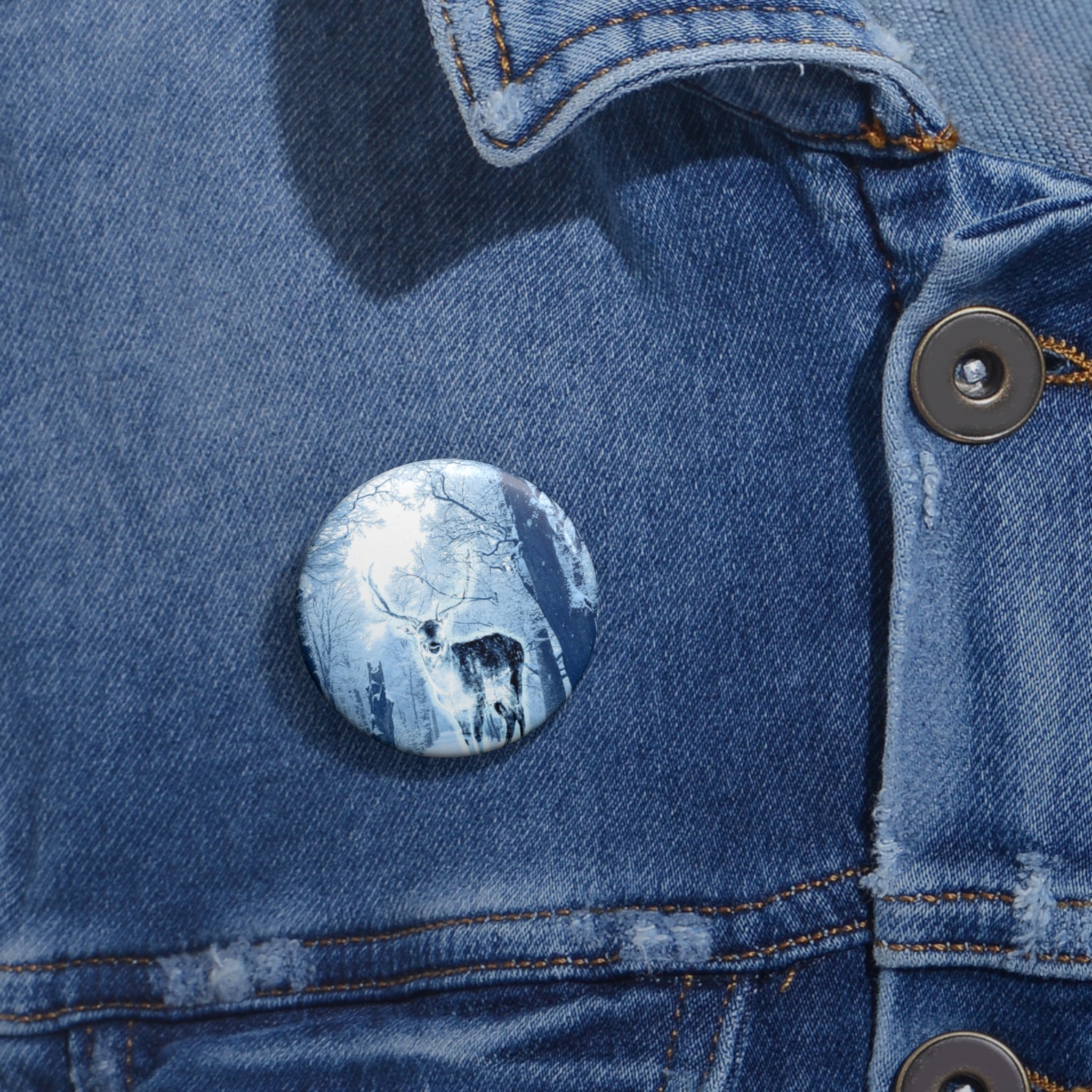 Cosmic Deer Pin - Celestial Wildlife Art Button