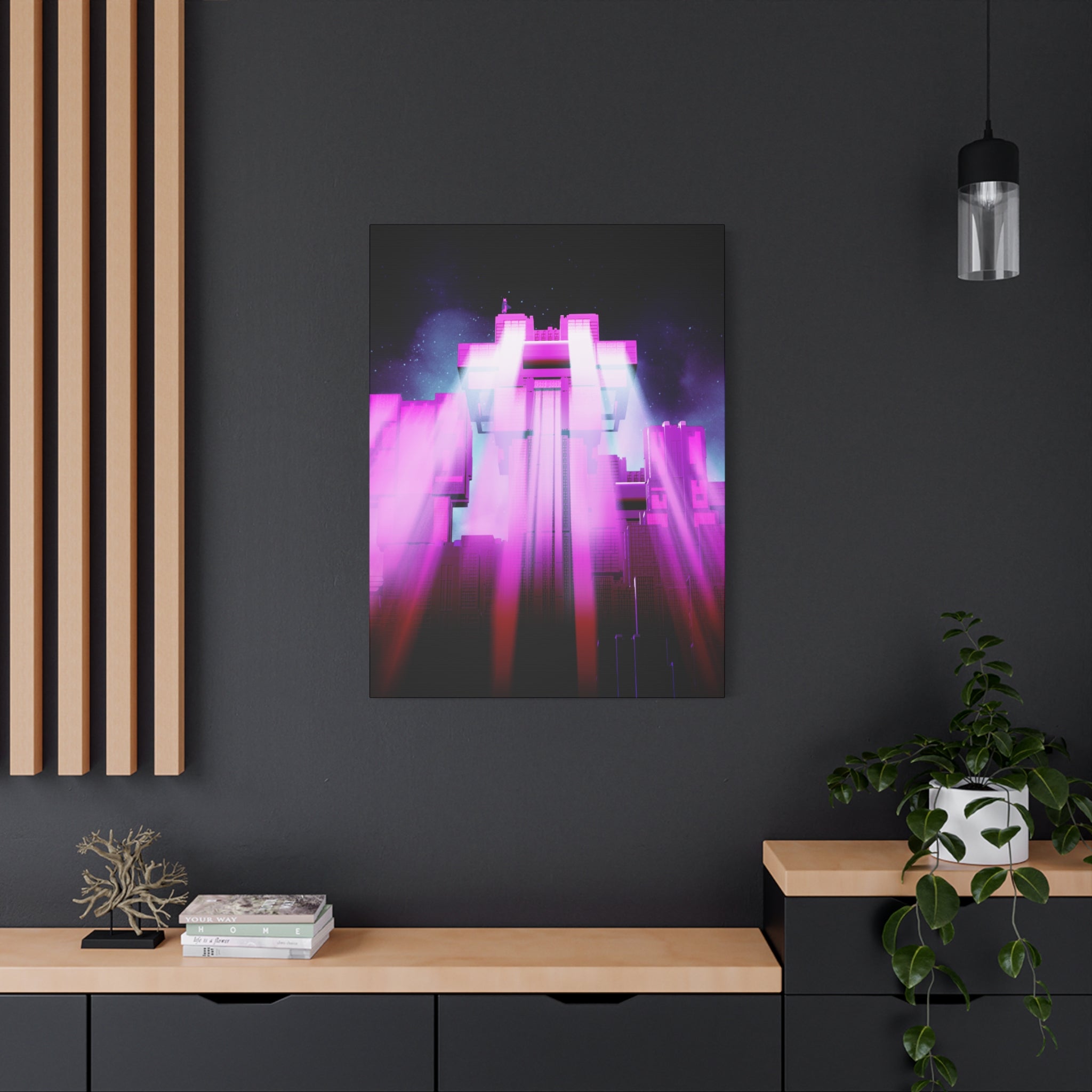 The City of Lights Vibrant Cityscape Canvas Art | Modern Neon Urban Skyline Wall Decor
