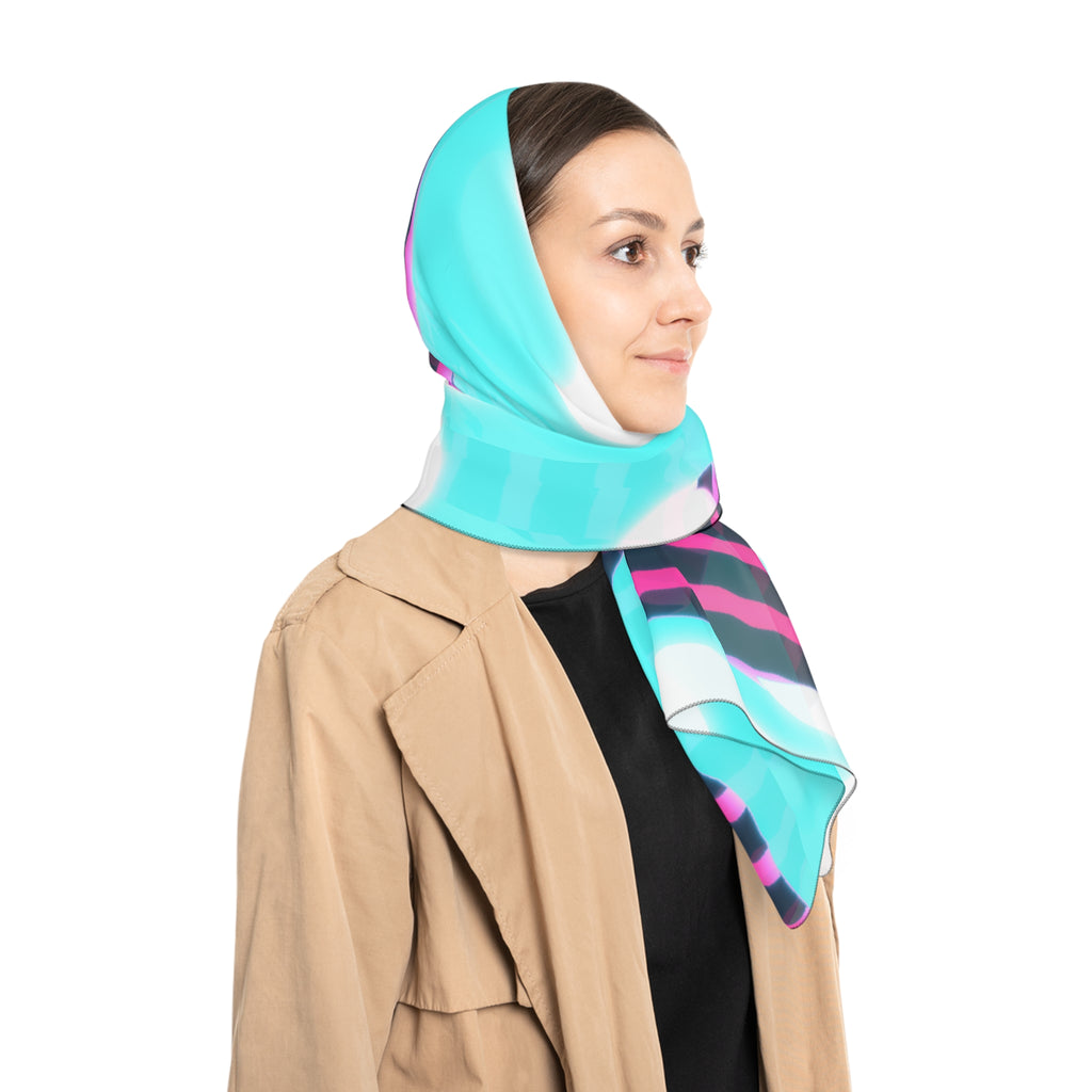 Glow Up Crt Art Scarf - Neon Blue Pink Abstract Shawl