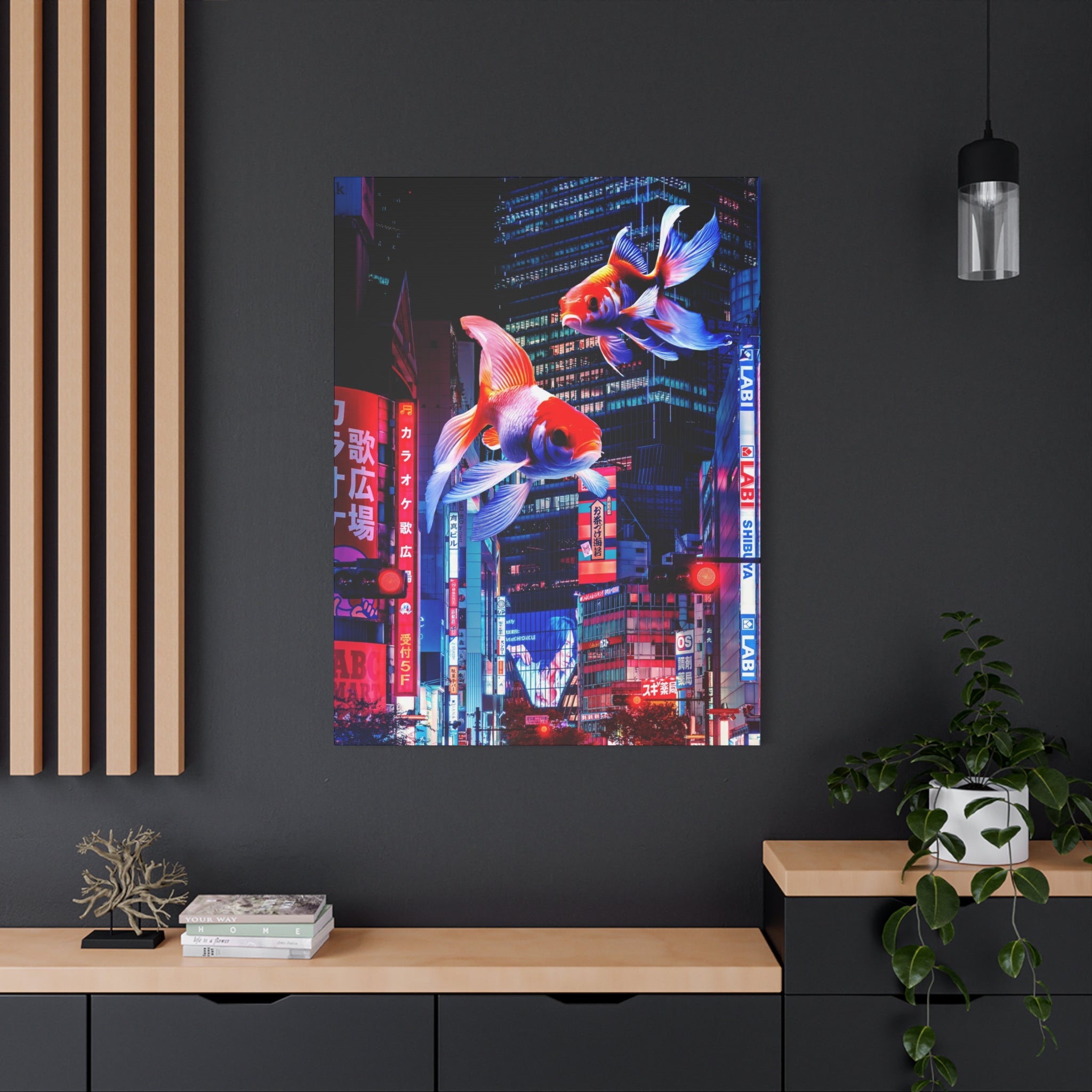 Japanese City Punk FX.2 Canvas Wall Art - Neon Japan Cyberpunk Street