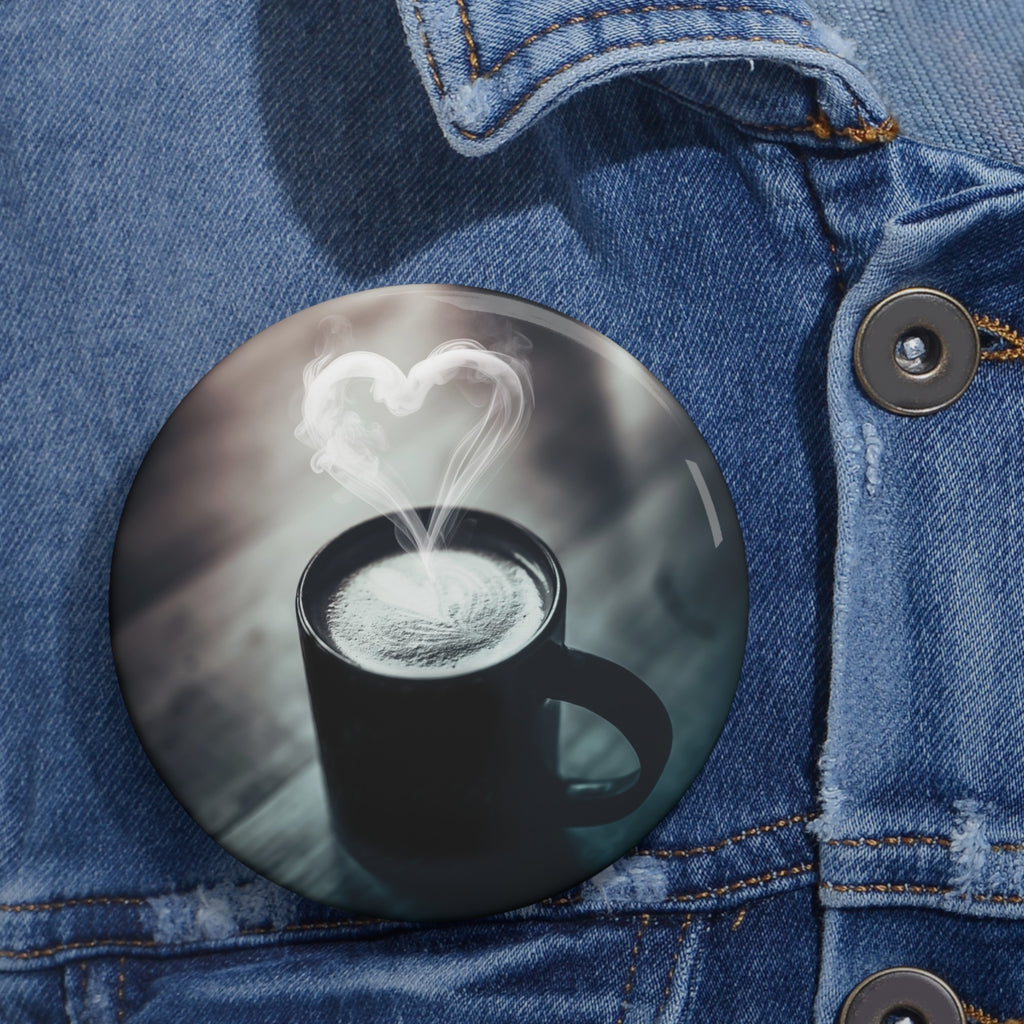 Coffee Love Latte Heart Pin - Cafe Art Button