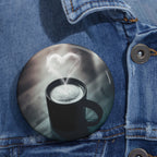 Coffee Love Latte Heart Pin - Cafe Art Button