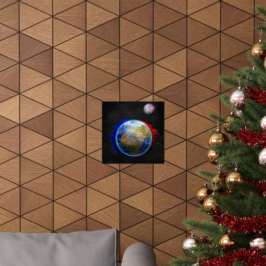 Earth Glitched Poster - Digital Glitch Space Art Print