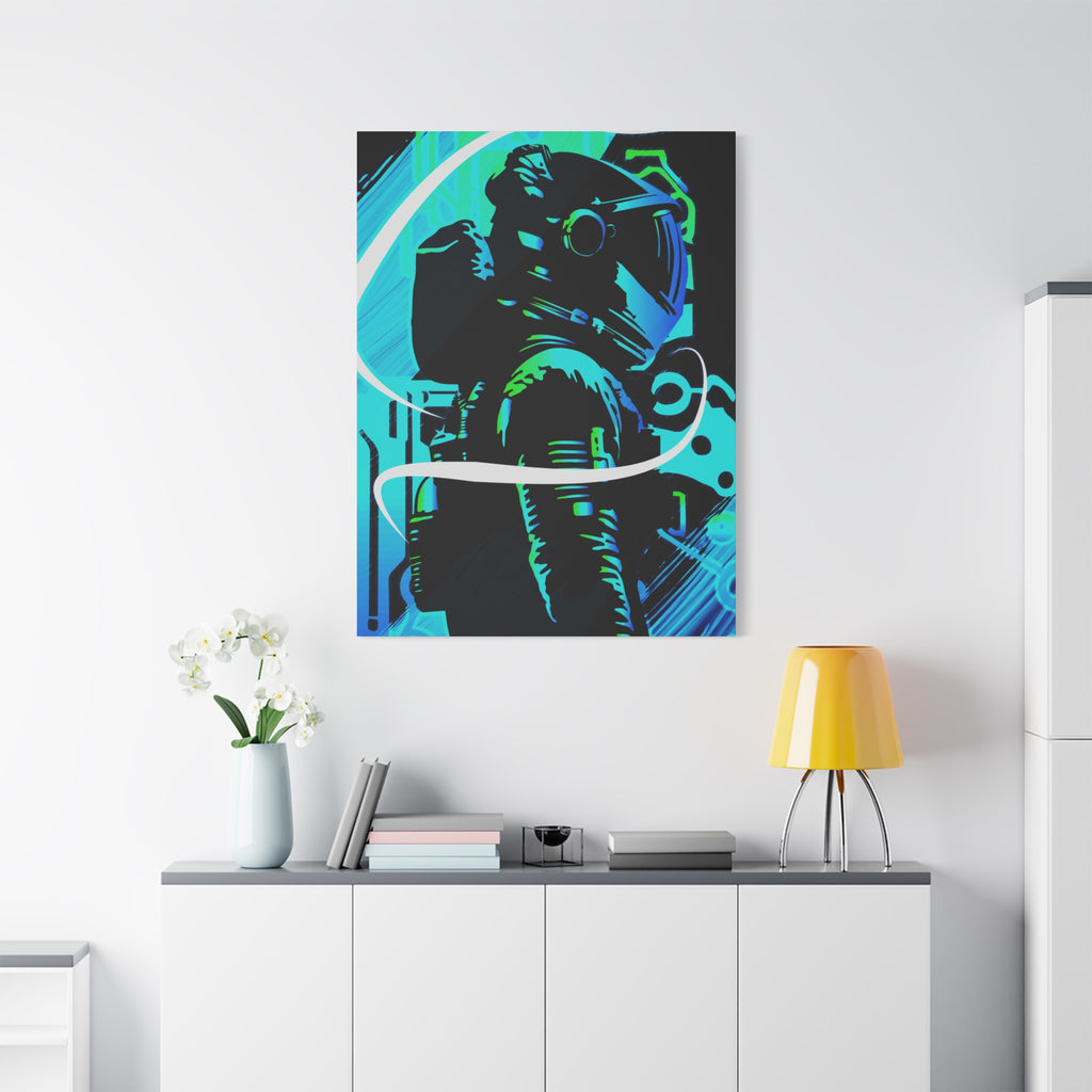 Grunge Paint Blast Canvas Wall Art - Abstract Graffiti Astronaut Decor