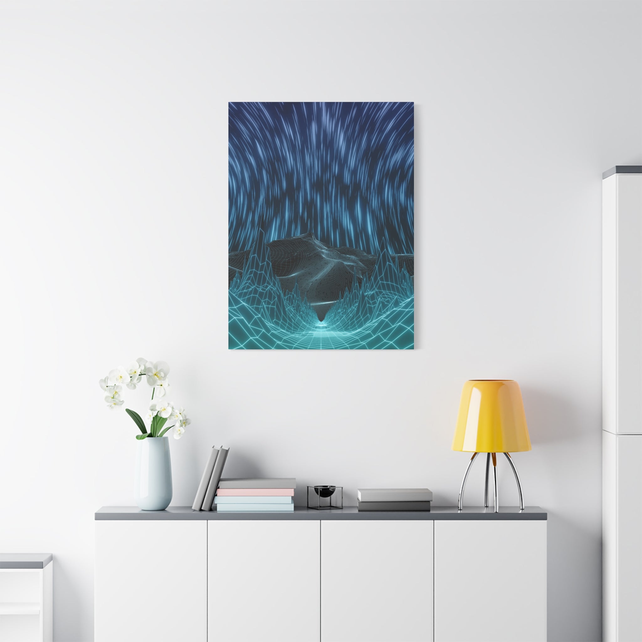 Cyber Wave Escape Canvas Art - Futuristic Neon Synthwave Decor
