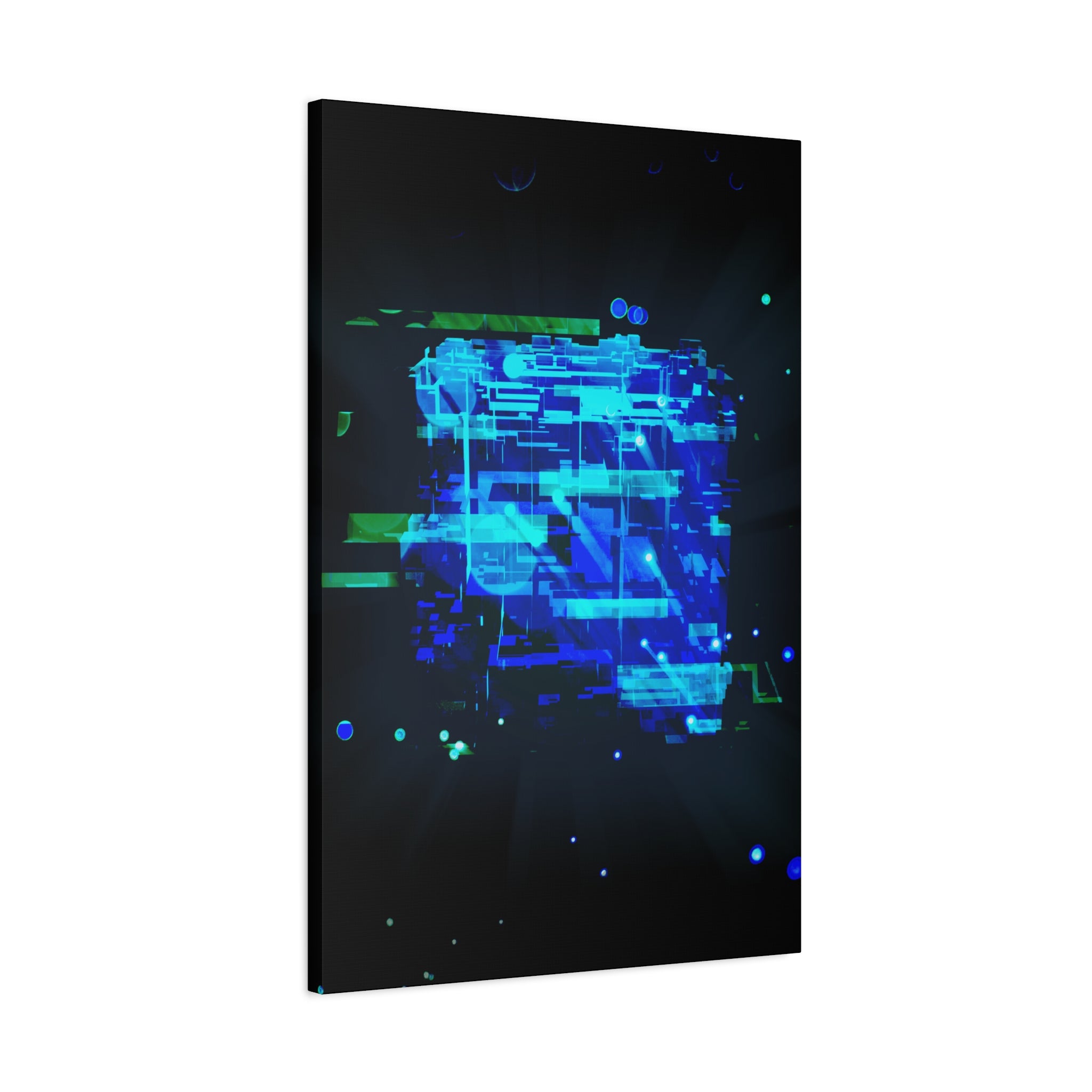 The Data Cube Sci-Fi Cyberpunk Canvas Art | Abstract Tech Futuristic Digital Wall Decor
