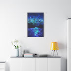 Cosmic Frosted City Canvas Wall Art - Winter Cityscape Decor