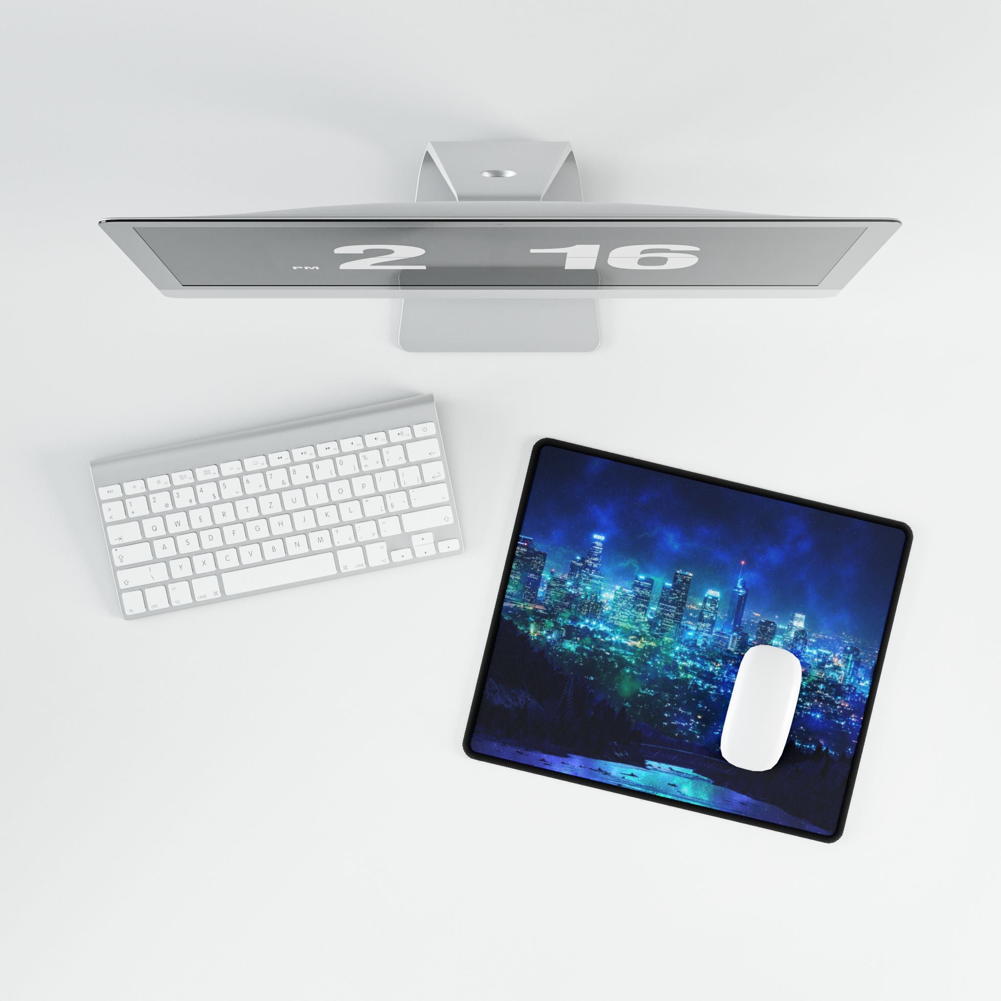 Cosmic Frosted City Galactic Skyline Gaming Desk Mat
