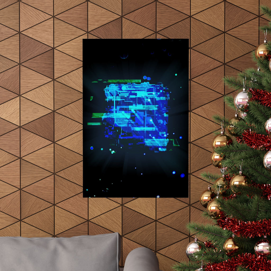 Vibrant Data Cube Matte Vertical Poster - Stunning Digital Art for Home Decor