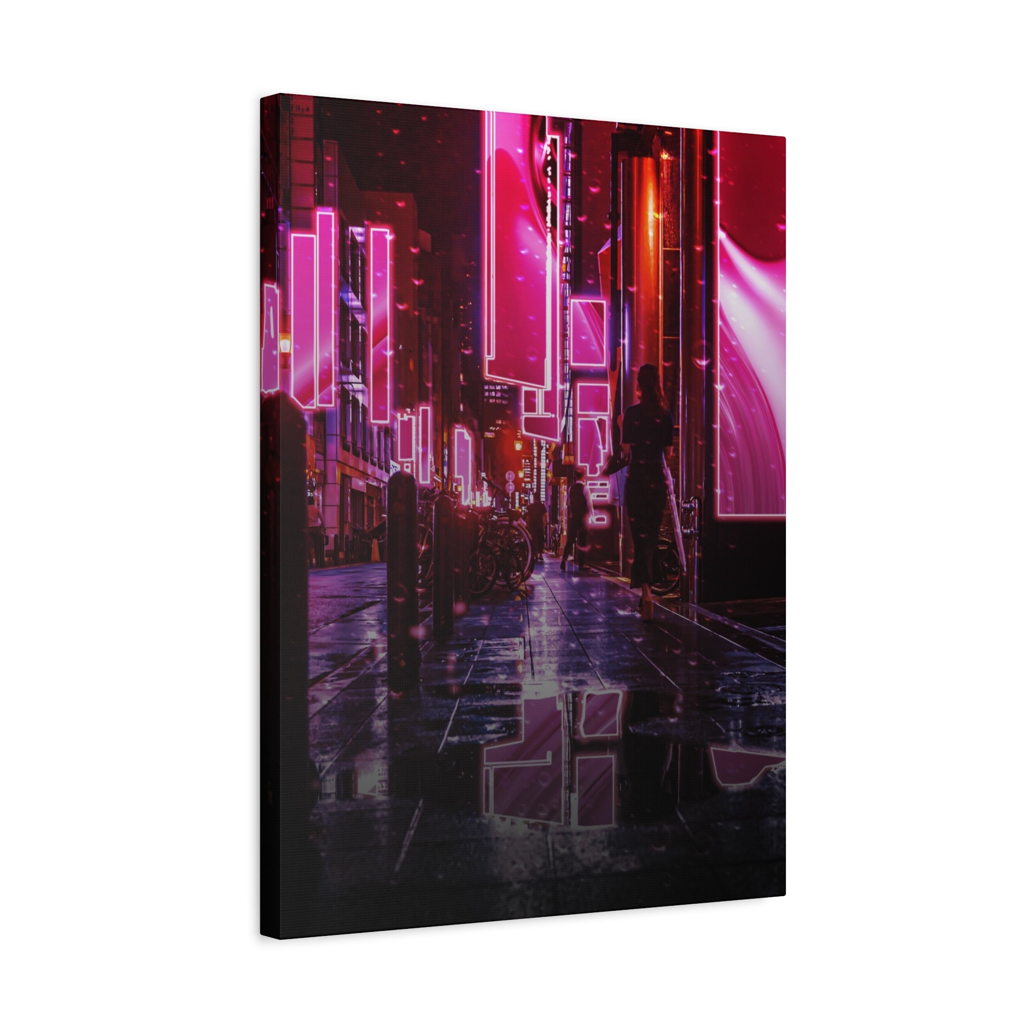 Japanese City Punk FX.3 Canvas Wall Art - Cyberpunk Tokyo Street Decor