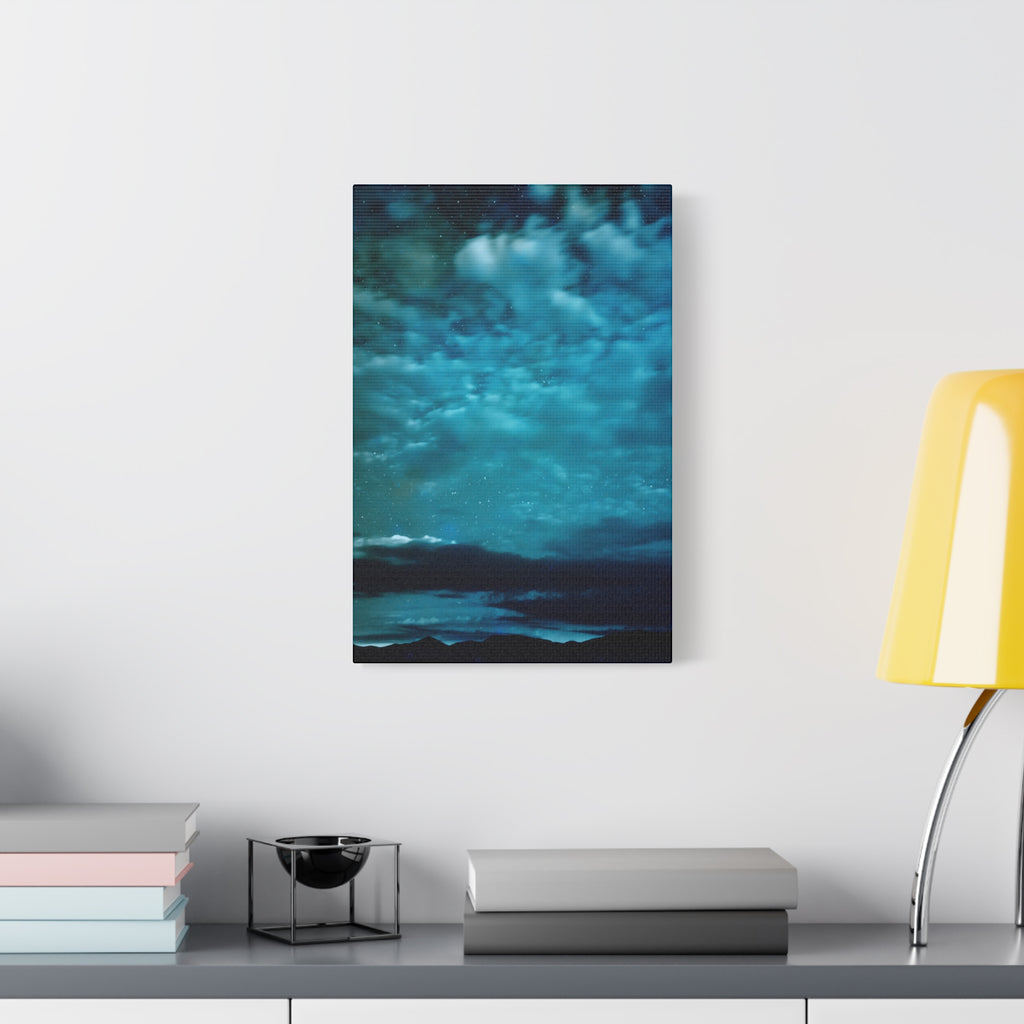 Serene Blue Sunrise Canvas Wall Art - Peaceful Misty Lake Decor