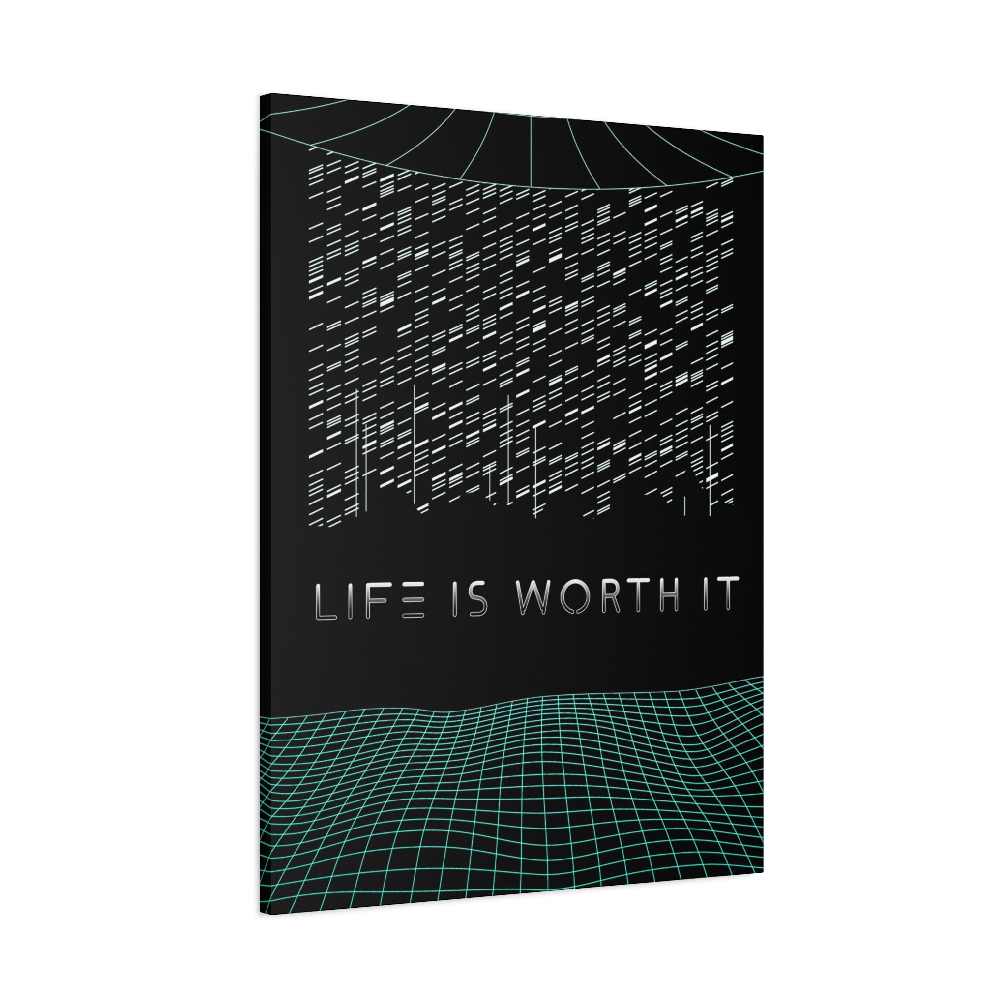 Life Is Worth It Canvas Wall Art - Abstract Symbolic Cyber Decor