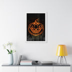 Neon Pumpkin Framed Poster - Spooky Halloween Wall Art