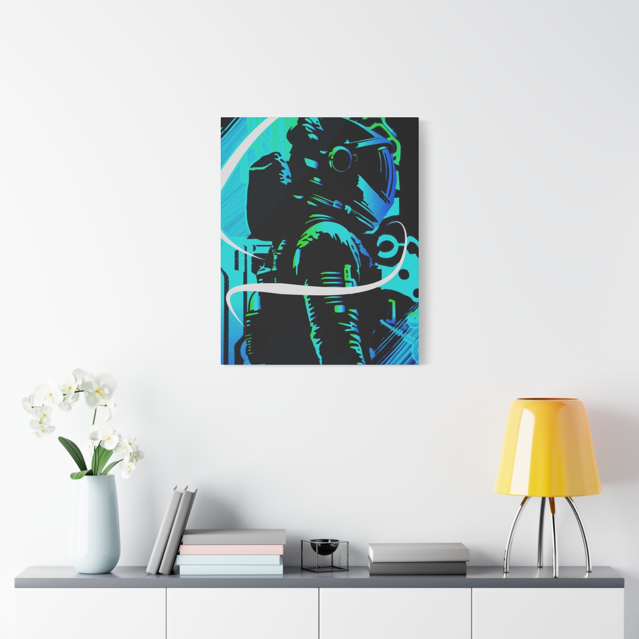 Grunge Paint Blast Canvas Wall Art - Abstract Graffiti Astronaut Decor