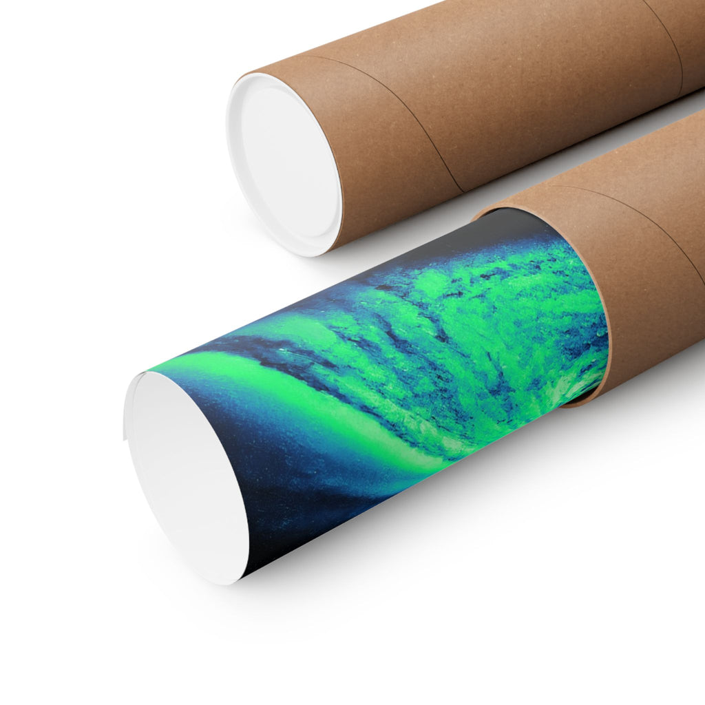 Vaporwave Green and Blue Spiral Galaxy Matte Poster Print