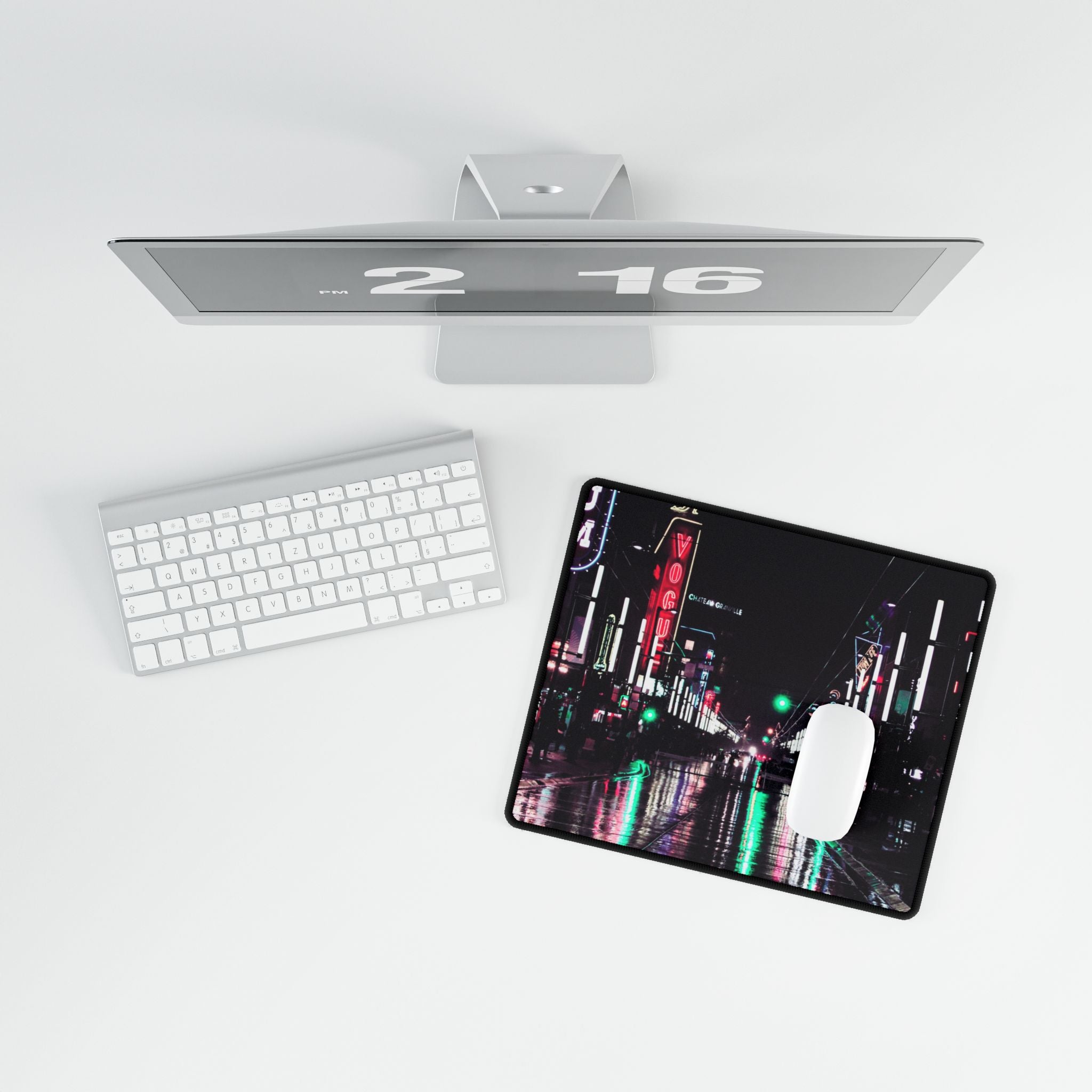 Cyberpunk Slick Street Mouse Pad - Neon Alley Desk Mat