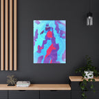 Retro Ice Cave Canvas Wall Art - Cool-Toned Glitch Winter Decor